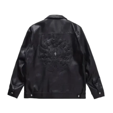 chrome-hearts-black/leather-jacket