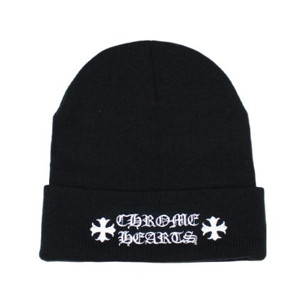 chrome-hearts-black/logo-beanie